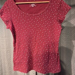 Canyon River Blues Burgundy Scoop Neck Polka Dot Tee